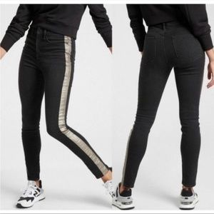 Athleta sculptek metallic stripe jeans black size 6P